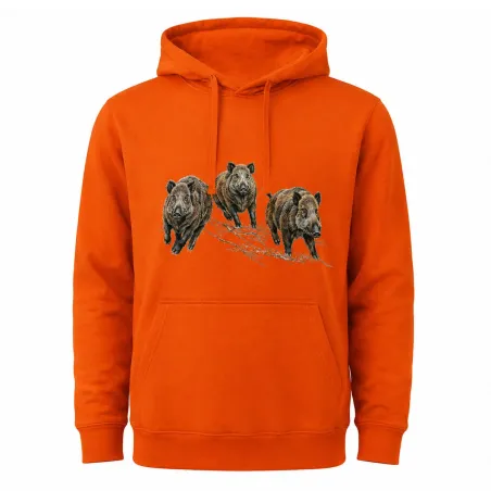 Sweat à capuche orange sangliers Bartavel Taille M à 3XL