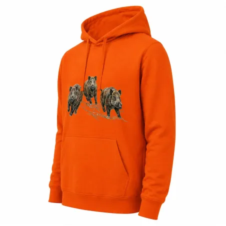 Sweat à capuche orange sangliers Bartavel Taille M à 3XL