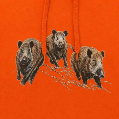 Sweat à capuche orange sangliers Bartavel Taille M à 3XL