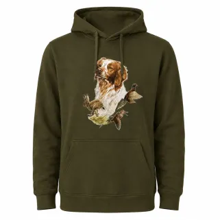 Sweat à capuche kaki épagneul Bartavel®