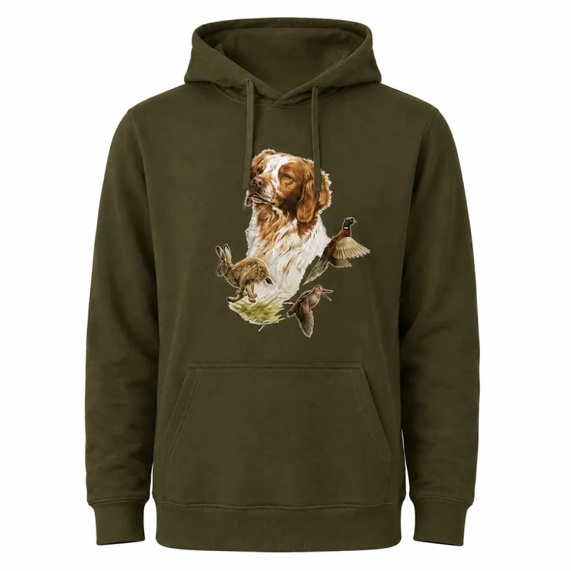 Sweat à capuche kaki épagneul Bartavel®