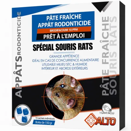 Pâte fraiche ALTO raticide/souricide 150g difénacum