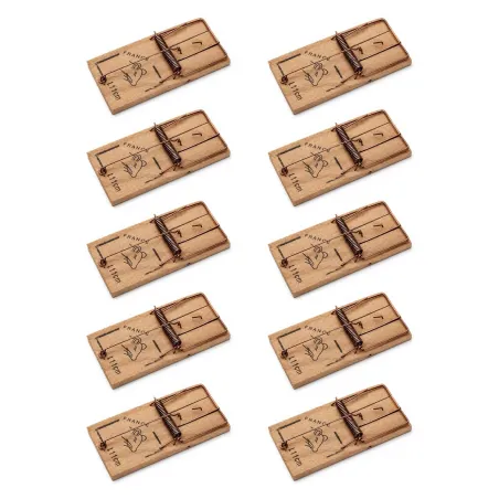 Lot de 10 Tapettes à souris en bois 4,8 X 9,7 cm réutilisable