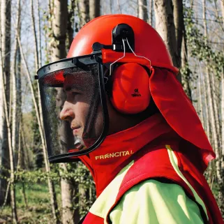 Casque forestier complet orange pour homme - Protection intégrale EN 397+A1