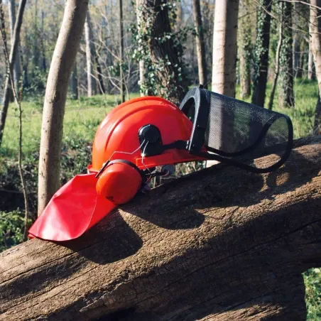 Casque forestier complet orange pour homme - Protection intégrale EN 397+A1