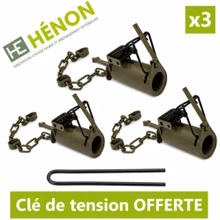 3 Pièges raton laveur couvre-main tube 9cm métal chaîne 30cm