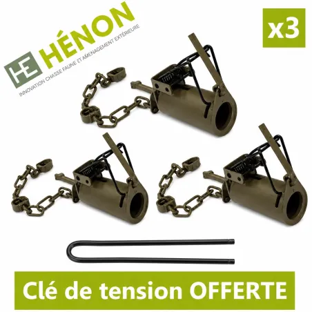 3 Pièges raton laveur couvre-main tube 9cm métal chaîne 30cm