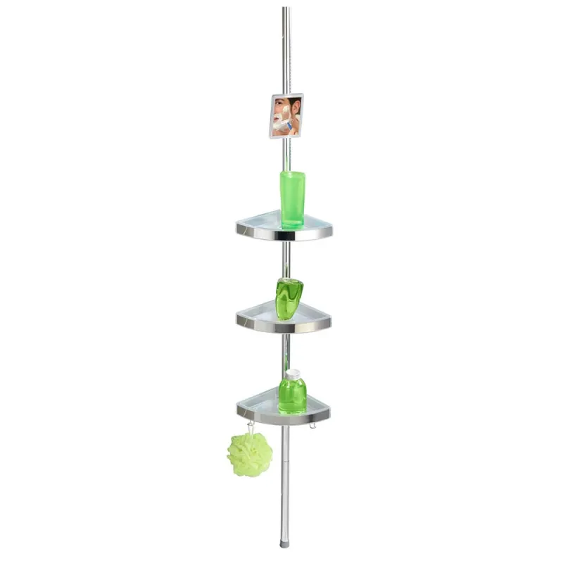 Etagère de douche télescopique acier inoxydable 3 tablettes d'angle