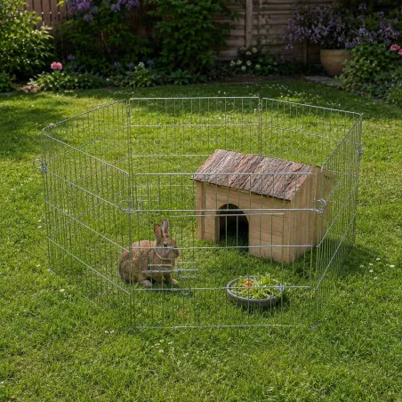 Enclos Hexagonal + filet de protection pour rongeurs ou chiots