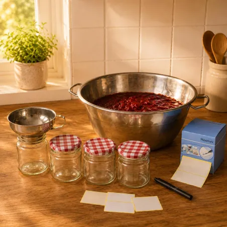 Kit bassine + entonnoir + 500 étiquettes pour confitures et conserves