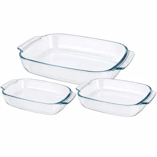 Lot de 3 plats à four en verre trempé - 2L, 2.7L et 3.8L
