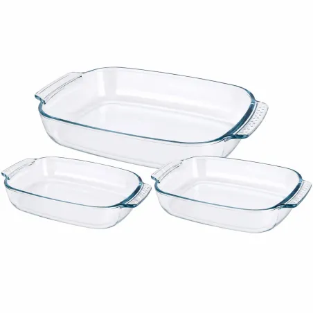 Lot de 3 plats à four en verre trempé - 2L, 2.7L et 3.8L