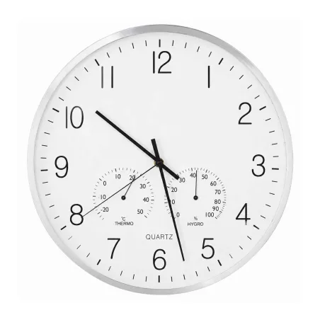 Horloge murale 3 cadrans aluminium | Heure, température & humidité