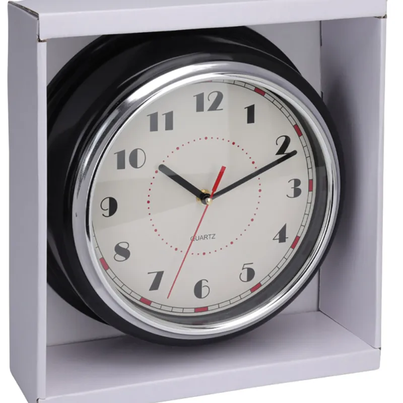 Horloge murale noire et argent Ø30 cm | Design & lisibilité