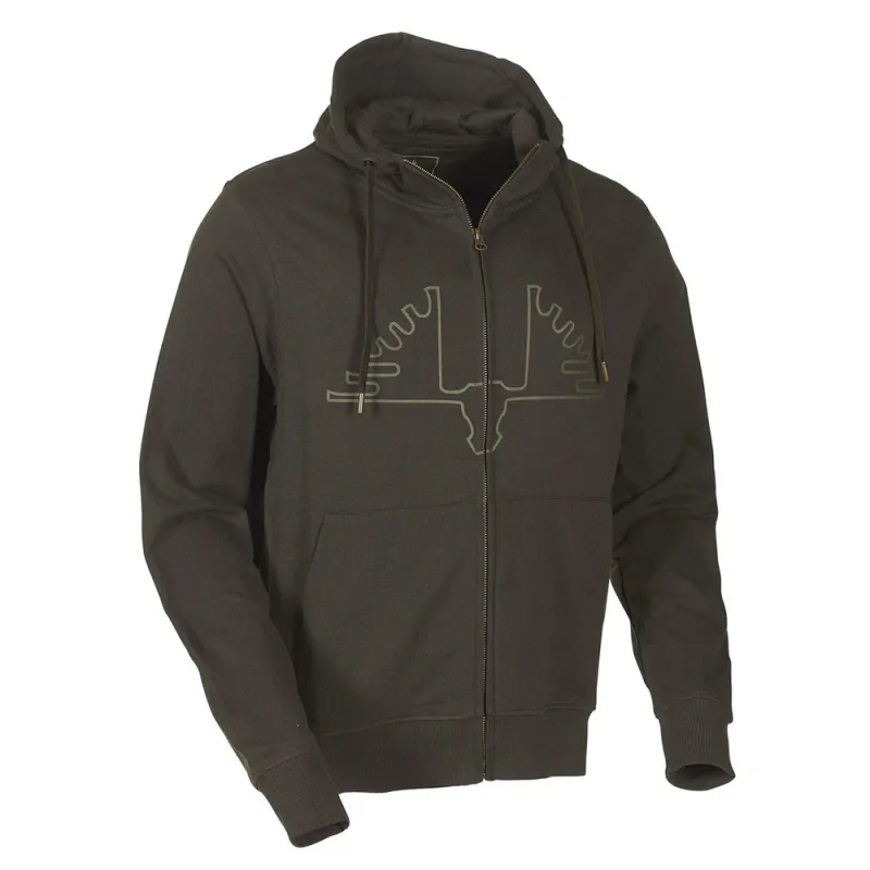 Sweat capuche Ultra full zip coton sérigraphié vert kaki S à 2XL