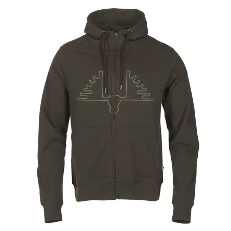 Sweat capuche Ultra full zip coton sérigraphié vert kaki S à 2XL