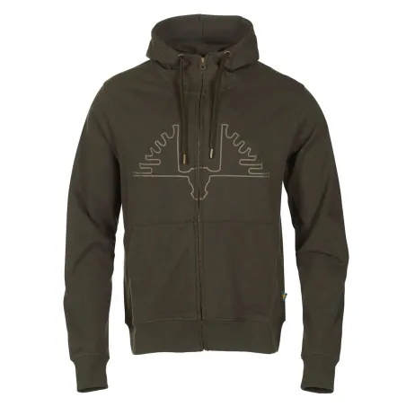 Sweat capuche Ultra full zip coton sérigraphié vert kaki S à 2XL