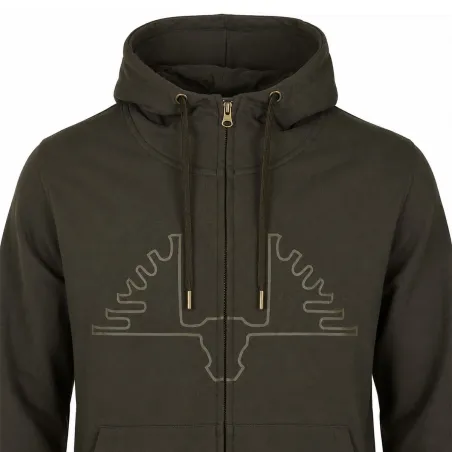 Sweat capuche Ultra full zip coton sérigraphié vert kaki S à 2XL