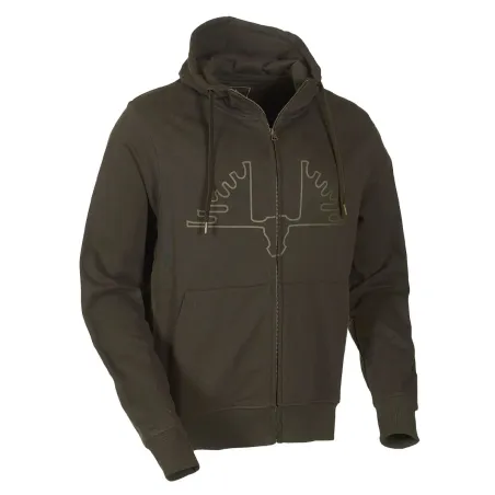 Sweat capuche Ultra full zip coton sérigraphié vert kaki S à 2XL