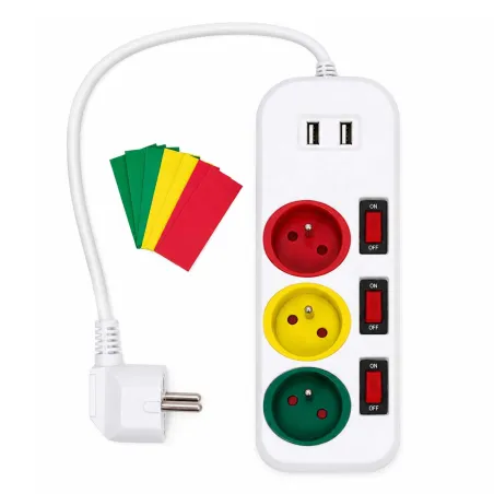 Bloc multiprise trio + 2 usb