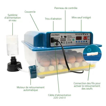 Couveuse automatique Couvitech SP-36 - 36 oeufs idéale débutant incubation