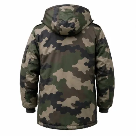 Parka matelassée capuche 4 poches polyester coton camo 6 à 16 ans