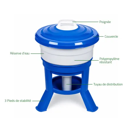 Kit Impérial Mangeoire & Abreuvoir 30L pour Volailles - Bleu/Rouge/Blanc Gaun