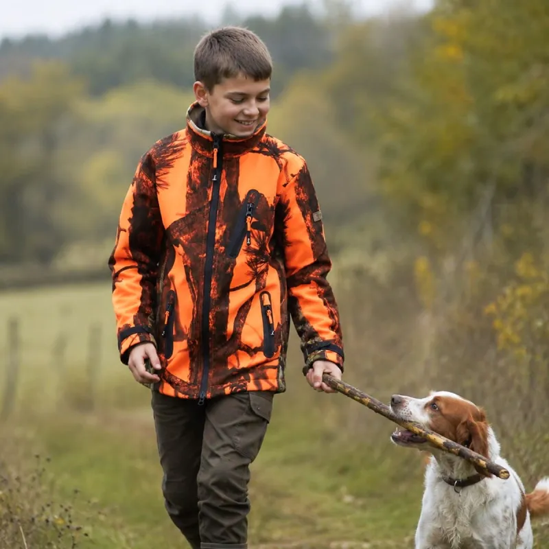 Blouson enfant Softshell Ghostcamo 3 poches polyester 6 à 16 ans