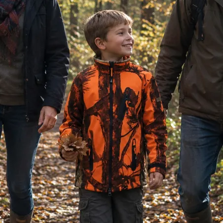 Blouson enfant Softshell Ghostcamo 3 poches polyester 6 à 16 ans
