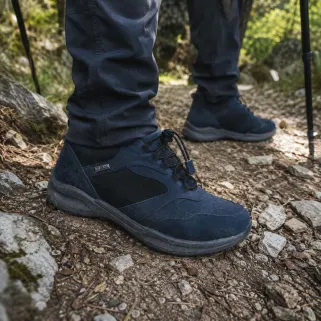 Baskets Duru cuir bleu marine imperméables fermeture élastique