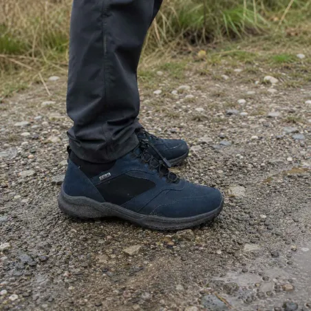 Baskets Duru cuir bleu marine imperméables fermeture élastique