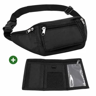 Ensemble portefeuille sac banane polyester noir 290x100x60mm