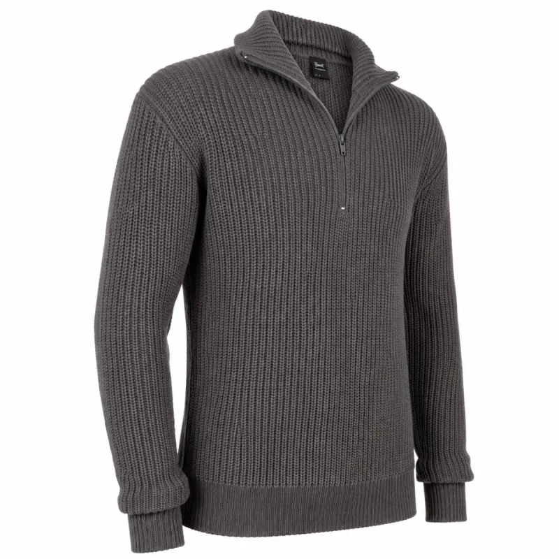 Pull Troyer Homme Anthracite - Col Camionneur - Brandit®