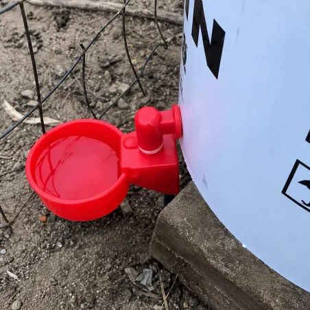 Lot de 5 abreuvoirs bol pour bidon en plastique rouge pour volailles
