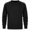Pull commando noir 100% acrylique col rond renforts épaules coudes