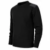 Pull commando noir 100% acrylique col rond renforts épaules coudes