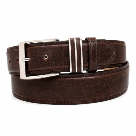 Ceinture Marron Synthétique Boucle Métallique Résistante 125 cm
