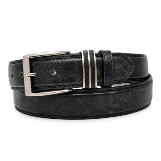 Ceinture Noire Synthétique Boucle Métallique Résistante 125 cm