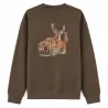 Sweat enfant grands animaux coton polyester kaki 6 à 14 ans
