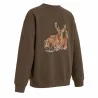 Sweat enfant grands animaux coton polyester kaki 6 à 14 ans