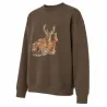 Sweat enfant grands animaux coton polyester kaki 6 à 14 ans