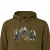 Sweat à capuche 3 sangliers coton polyester kaki M à 3XL