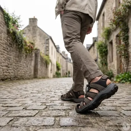 Sandales fermées homme en cuir marron - AYOKA Doul
