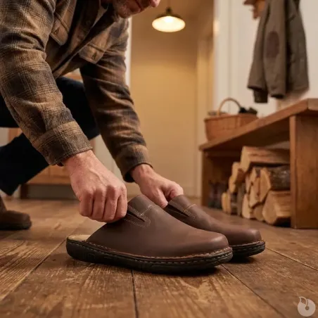 Sabots Homme Dubbo en Cuir Marron - Ayoka