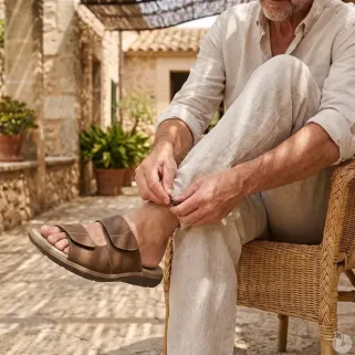 Sandales Debi en Cuir Marron pour Homme - AYOKA