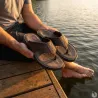 Tongs en Cuir Marron pour Homme - Dirbe - Ayoka