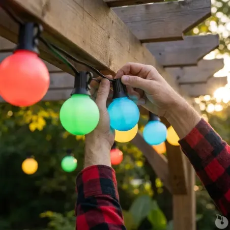 Guirlande lumineuse 20 boules couleur - 14,5 m