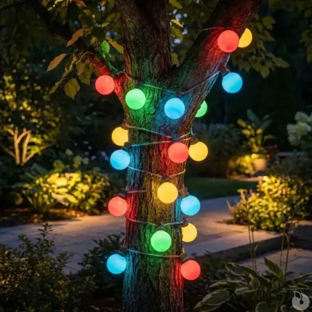Guirlande lumineuse 20 boules couleur - 14,5 m