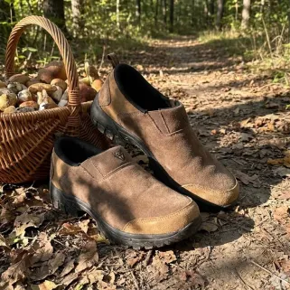 Sabots Montana cuir suédé chocolat / taupe 39 à 46