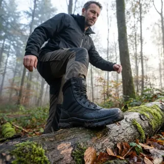 Chaussures Tactic travail mi-hautes noir antidérapantes cuir